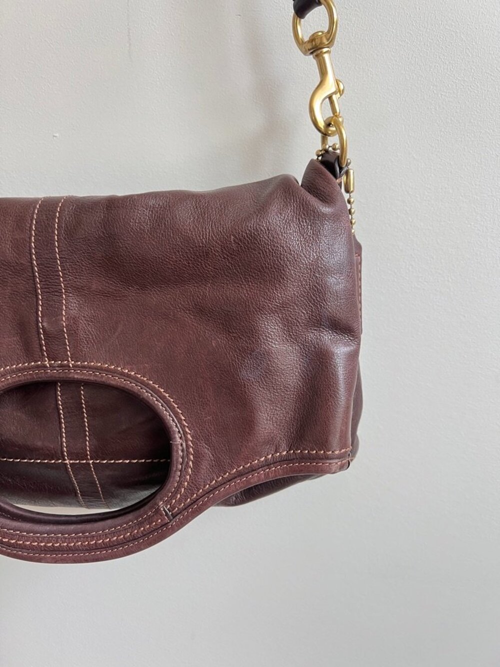 Coach Brown Leather Convertible Shoulder Bag Tote | Pink Lining | Brass Hardware - Picture 3 of 16